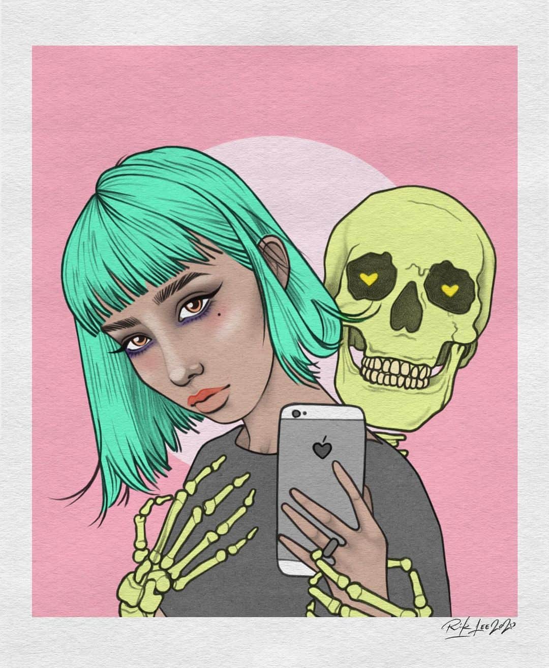 Rik Leeさんのインスタグラム写真 - (Rik LeeInstagram)「Who’s your favorite? The Skull Girl series from 2018. Swipe to see them all and let me know which you like best, 1,2,3 or 4?  . #riklee #illustration #art #graphicdesign #skull #skeleton #tattoo #babe #mua #drawing」8月22日 11時41分 - rikleeillustration