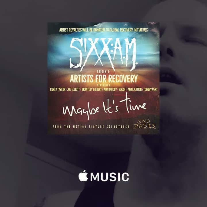 SIXX:A.M.のインスタグラム：「You rock @suzytothec & @AppleMusic for featuring “Maybe It’s Time” featuring Corey Taylor, Joe Elliot, Brantley Gilbert, Ivan Moody, Slash, AWOLNATION, and Tommy Vext on #BreakingHardRock and #NewInRock. Thank you for showing support and helping us raise money for the Global Recovery Initiative!」