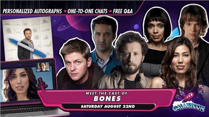 T・J・サインのインスタグラム：「For those that are virtually heading over, see ya tomorrow 😀. Website Link: https://galaxycon.com/aug-22-bones/」