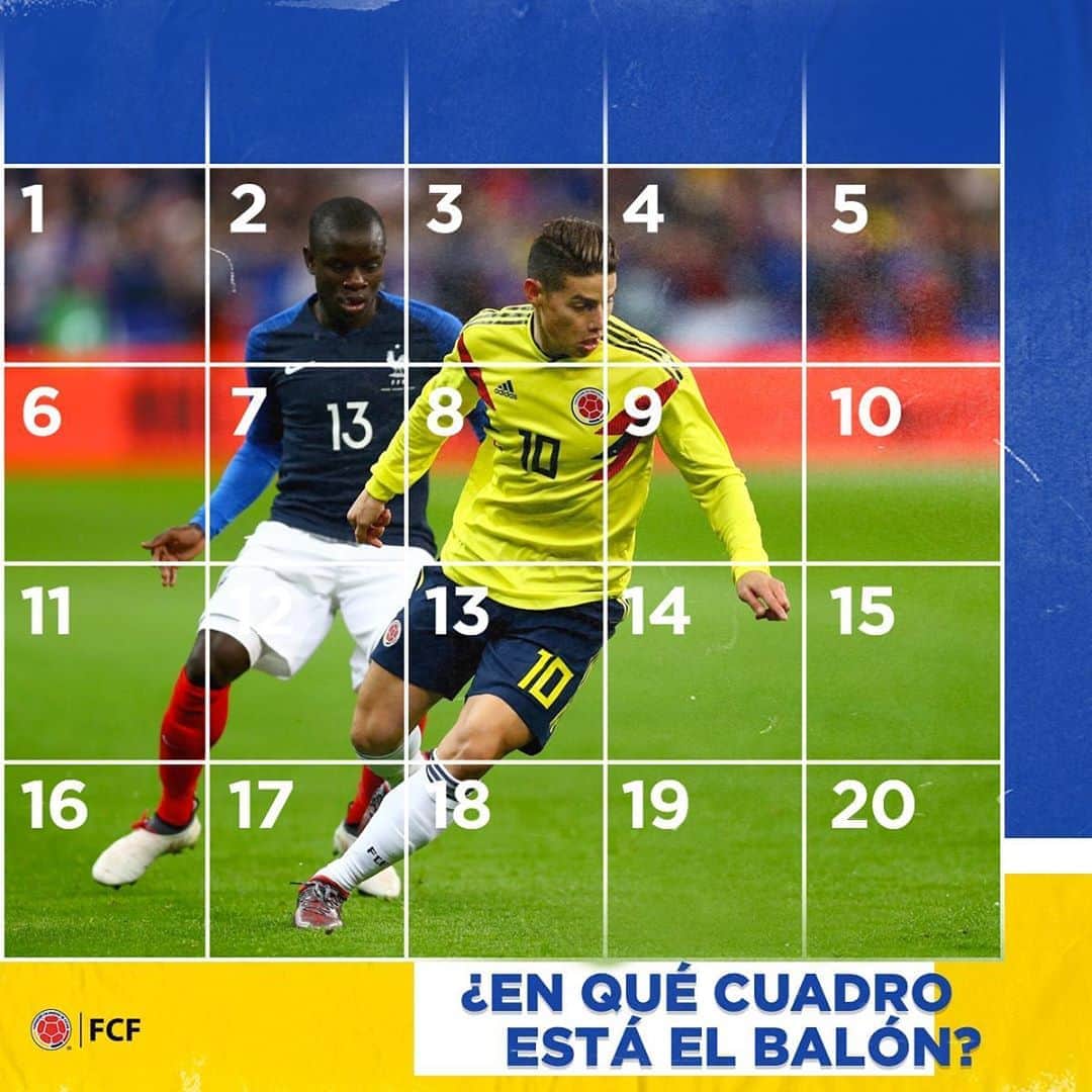 サッカー コロンビア代表チームのインスタグラム：「¿Dónde está el balón? 🧐  Adivina en qué recuadro está 🔎 y ayúdanos a recuperarlo ⚽   ¡Comenta con tu respuesta! ✍🏼」