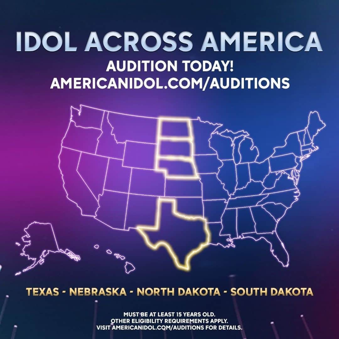 American Idolさんのインスタグラム写真 - (American IdolInstagram)「Looking for BIG talent today! 🌟🌟🌟🌟 Step right up from TX, NE, ND & SD and sing for us! Reserve your spot now: AmericanIdol.com/Auditions  Missed your state's date? No problem... but you do NOT want to miss our recently added OPEN CALL coming up this Tuesday, Aug. 25! 😉🎤✨」8月22日 22時00分 - americanidol