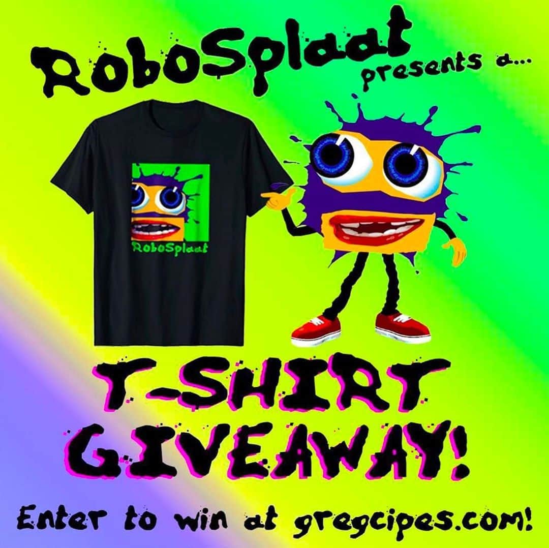 グレッグ・サイプスさんのインスタグラム写真 - (グレッグ・サイプスInstagram)「Yo Splaaterifics! I’m super excited to announce a new content giveaway! 🙌 We're giving away an official Klasky-Csupo @RoboSplaat t-shirt so you can look totally fly 💙💛 Go to GregCipes.com to enter now! #RoboSplaat #KlaskyCsupo」8月22日 23時25分 - gregcipes