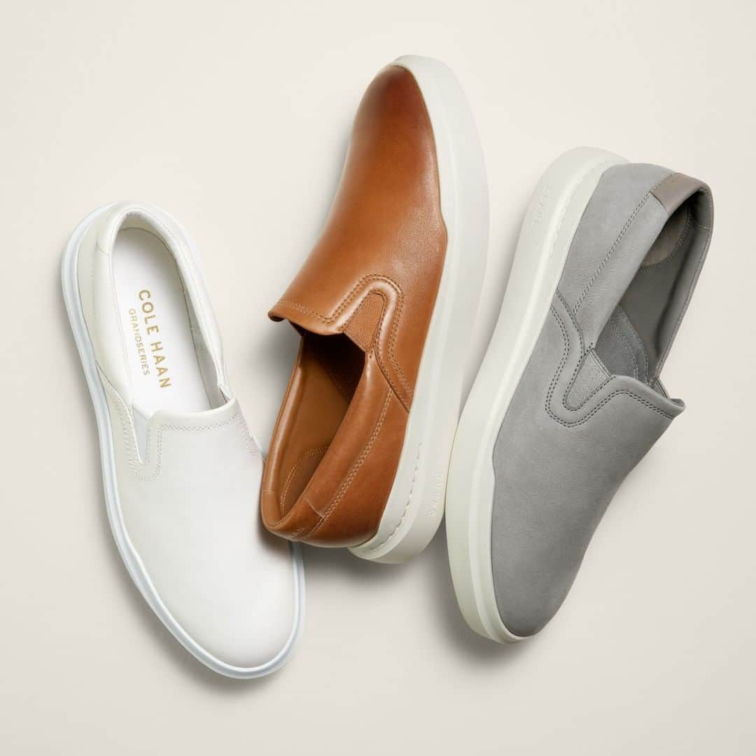 Cole Haanのインスタグラム：「New GrandPrø Rally Slip-On Sneakers offer the cool of skate shoes and the comfort of Cole Haan.」