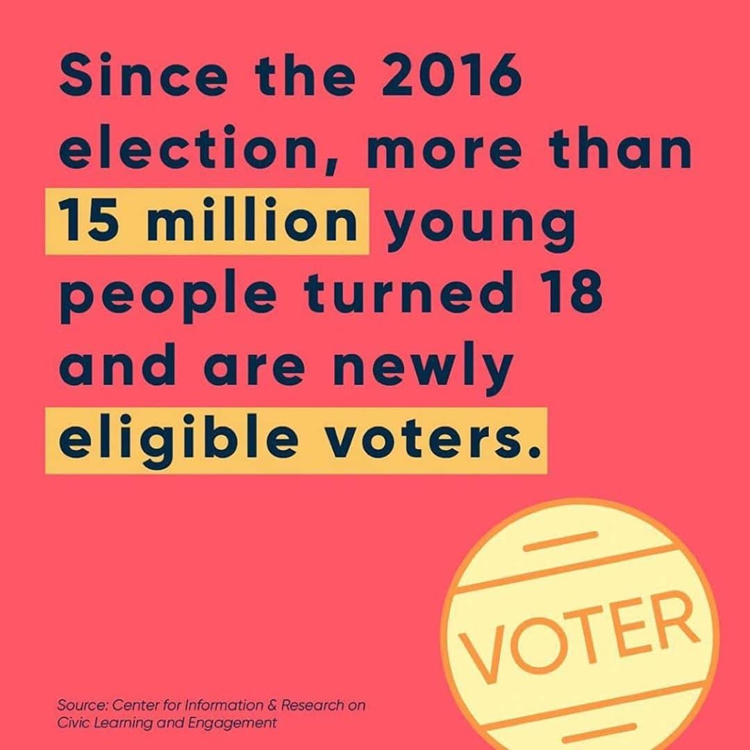 のインスタグラム：「Repost from @whenweallvote • We’ve got to close the race and age gap in voter participation and give young people the chance to make their voices heard this fall. Text GENZ to 56005 to get registered, and and tag five friends below #MyStartingFive 🗳👏」