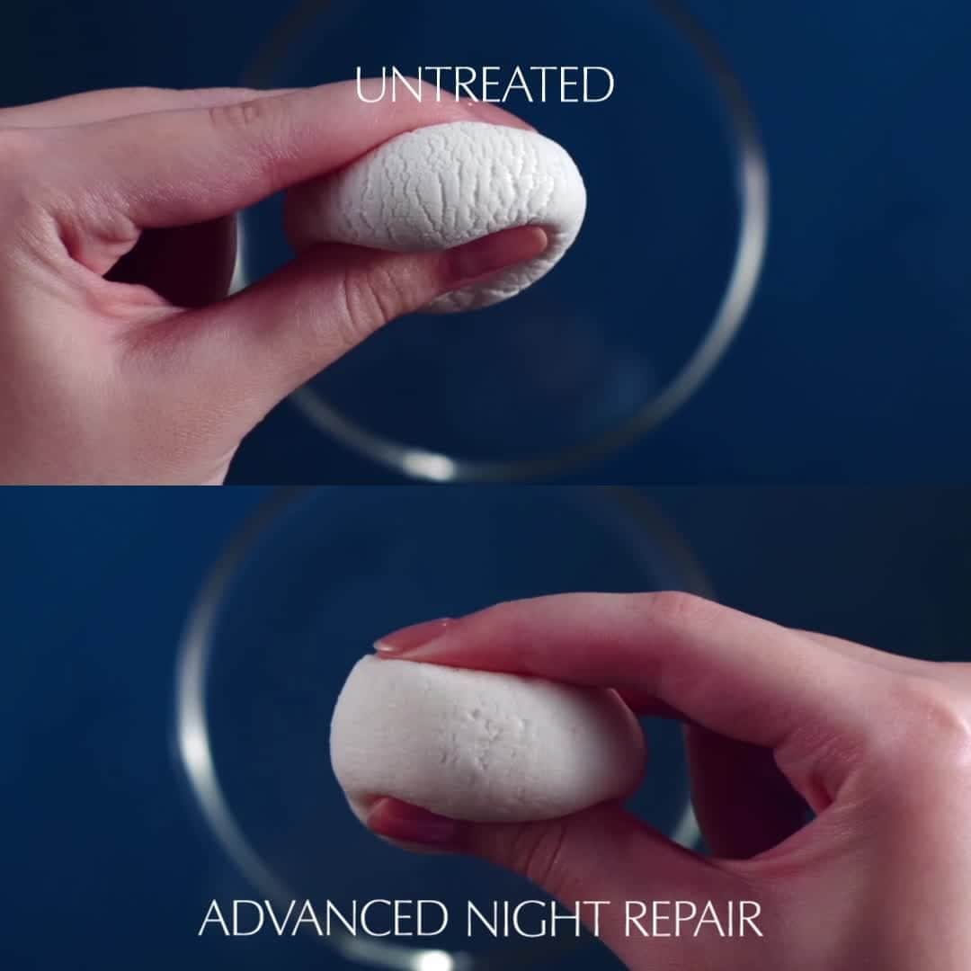 のインスタグラム：「#AdvancedNightRepair in action: Packed with plumping #HyaluronicAcid, NEW Advanced Night Repair hydrates for 72 hours, boosting skin’s bounce. After 1 bottle*, 89% of women agreed skin felt firmer.**  *1.7 oz. bottle **Consumer testing on 543 women.」