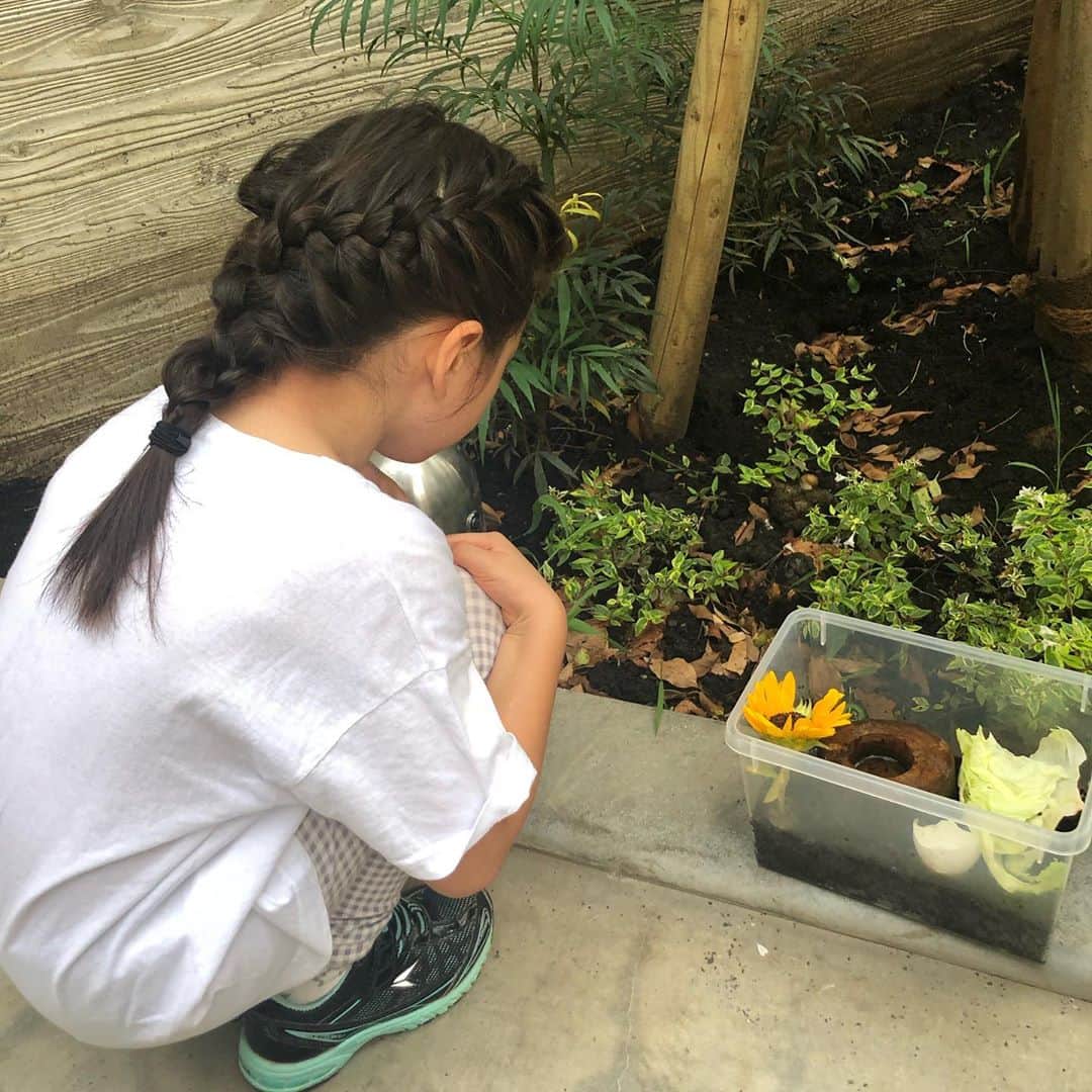 中岡由佳さんのインスタグラム写真 - (中岡由佳Instagram)「カタツムリとお別れの日。毎日観察して喜んでいたので愛着が沸いて泣いていました。自然にいたものは自然に返そう、自由がいいね、と話しました。しばらく号泣していたけれど、ようやく吹っ切れて笑顔に。この夏の娘とカタツムリとの思い出🐌🍀元気でね👋 #snails #goodbye #6y0m11d」8月23日 22時04分 - yuka_nakaoka