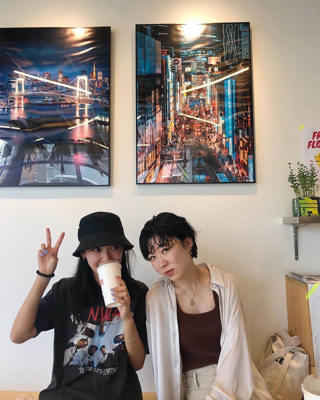 松本優のインスタグラム：「. . 私だけ寝坊して すっぴん祭り めいちゃん昨日もありがとう😍 またすぐね🤟🏽 . .」