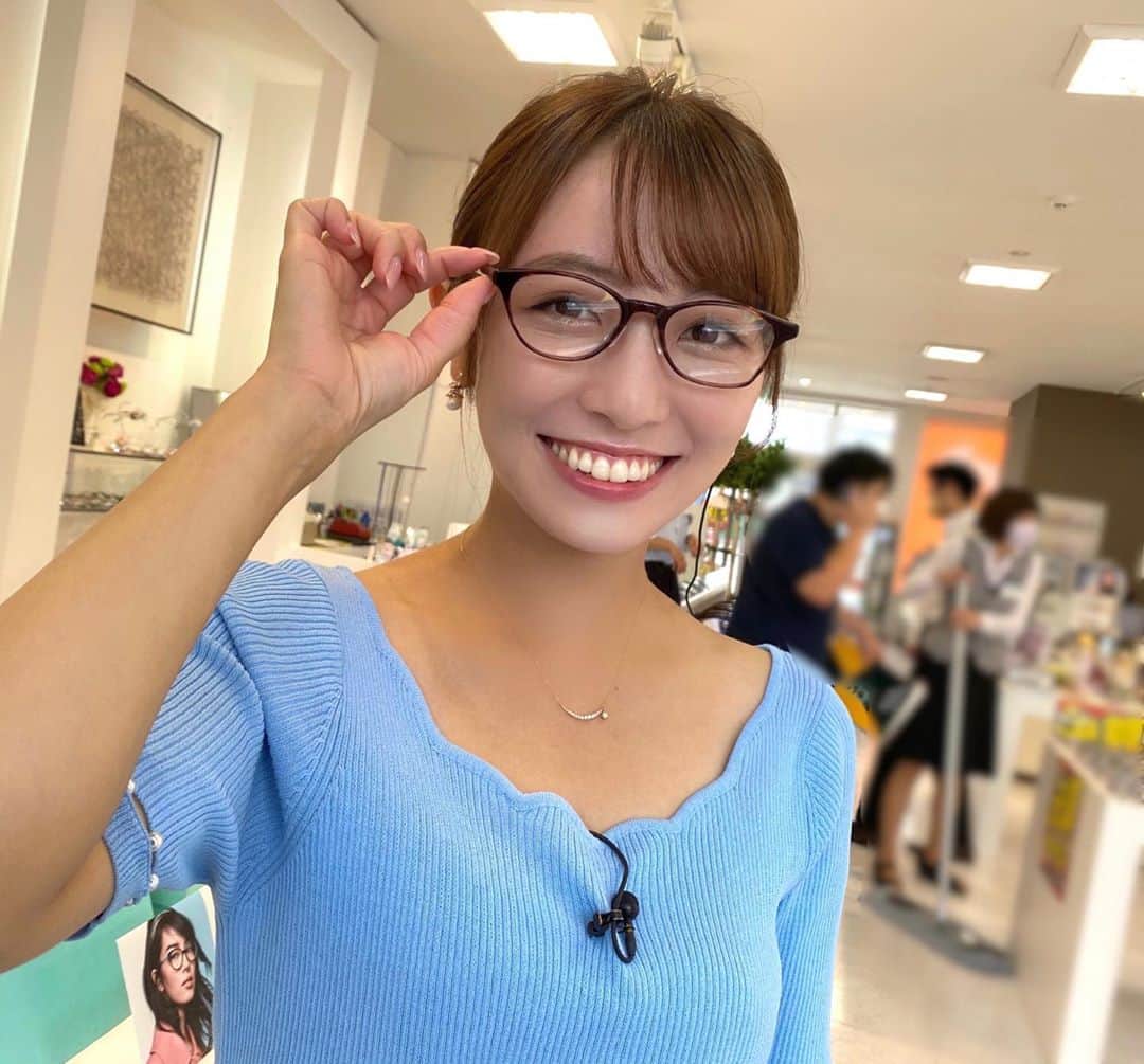 花田凌南のインスタグラム：「* だてめがね🤓♥️ * #中継のために用意していただきました #8っぴーサタデー #メガネ #デビュー #👓 #岩手 #めんこいテレビ #アナウンサー」