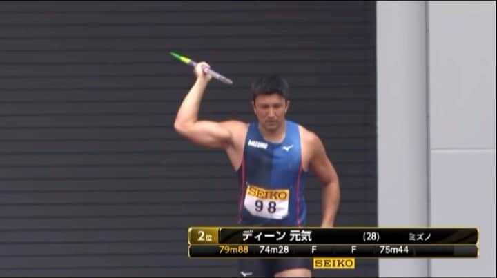 ディーン元気のインスタグラム：「I’m back with 84.05m👍  #javelinthrow #lifeisgood  ©️Agency SHOT」