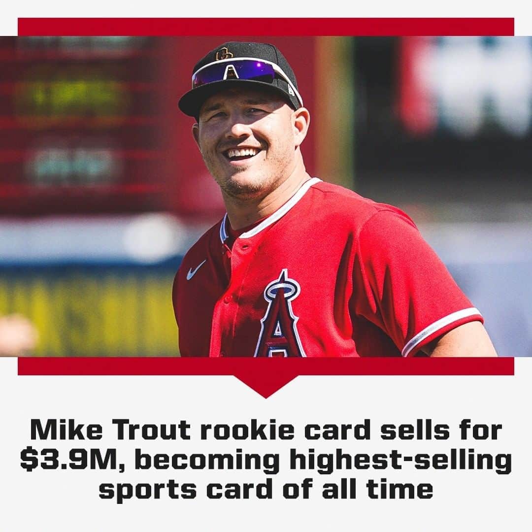 espnさんのインスタグラム写真 - (espnInstagram)「A one-of-a-kind Mike Trout baseball card set a record, selling for $3.9 million. (📸 via @goldinauctions)」8月23日 23時58分 - espn