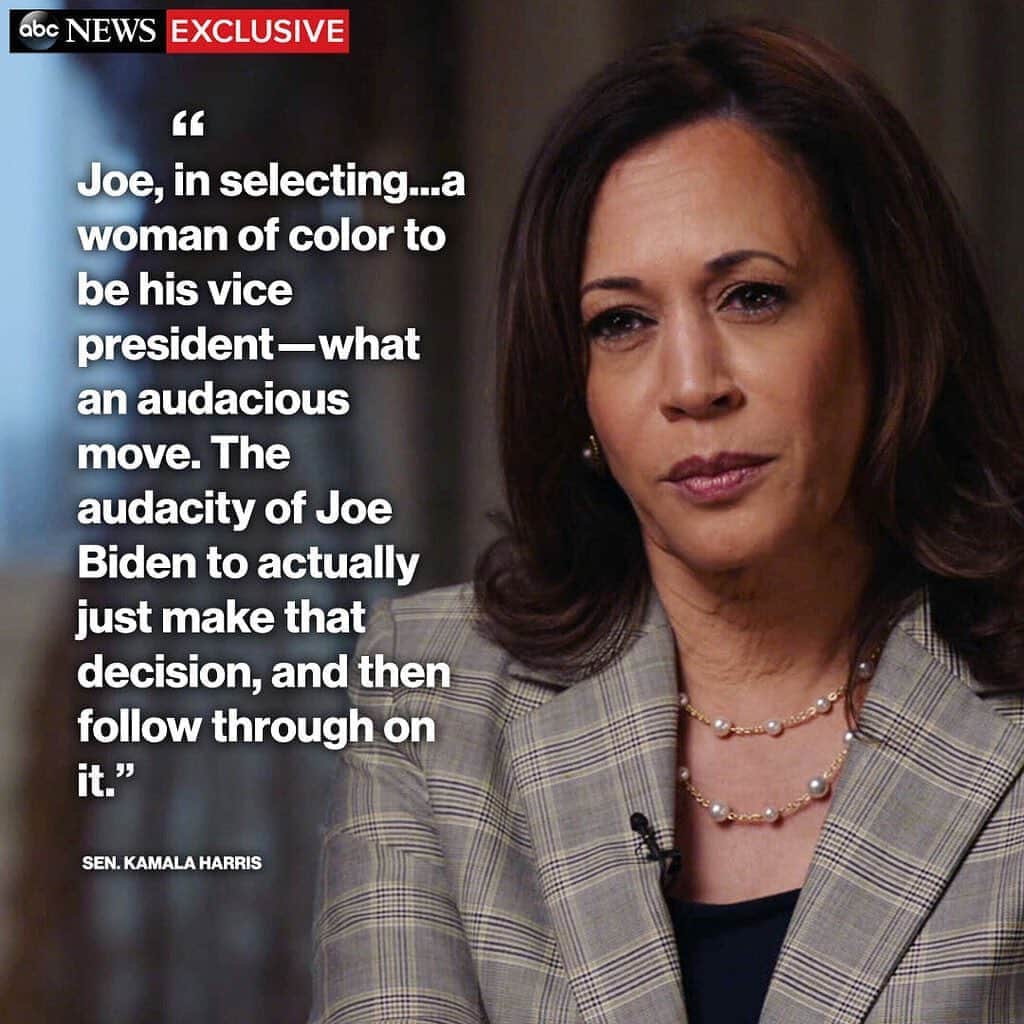 Good Morning Americaさんのインスタグラム写真 - (Good Morning AmericaInstagram)「EXCLUSIVE: Sen. Kamala Harris to @robinrobertsgma on Joe Biden’s selection of a woman of color as his running mate: “What an audacious move.” SEE MORE AT LINK IN BIO.」8月24日 9時59分 - goodmorningamerica