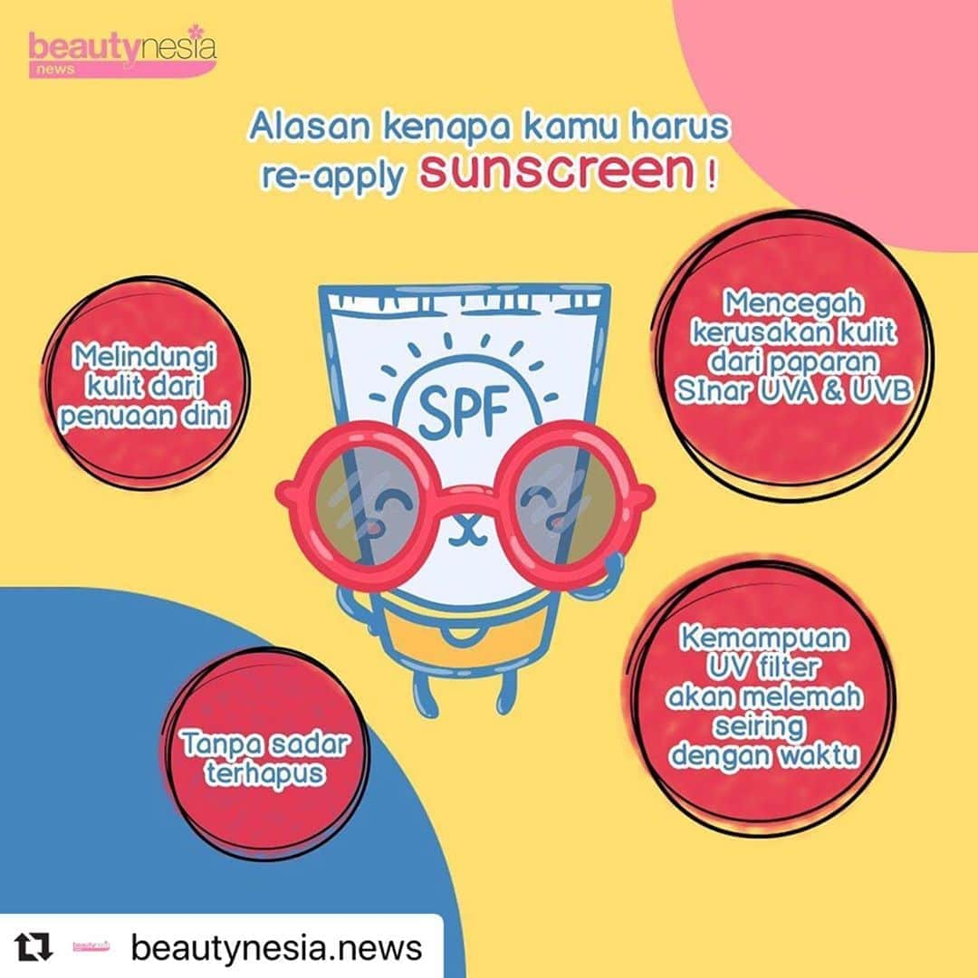 Beauty | Health | Fashionさんのインスタグラム写真 - (Beauty | Health | FashionInstagram)「Pasti kalian udah tau kan kalau sunscreen penting digunakan untuk menghindari penuaan dini serta risiko kanker kulit. . Baik saat dirumah ataupun keluar rumah. Selain itu, sunscreen juga perlu di re-apply 2 jam sekali untuk mendapatkan hasil yang maksimal. ⁣⁣ ⁣⁣ So mulai sekarang jangan lupa re-apply sunscreen ya 😉⁣⁣ ⁣⁣ --⁣⁣ #BeautynesiaNews #Beautynesia #Sunscreen #Reapplysunscreen #tabirsurya #mencegahpenuaandini #sunblock #skincareroutine #uvfilter #tipskecantikan #tipscantik #makeuptips」8月24日 13時08分 - beautynesia.id