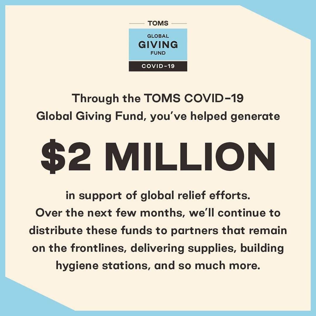 トムズシューズのインスタグラム：「$2 million, made possible by you.」