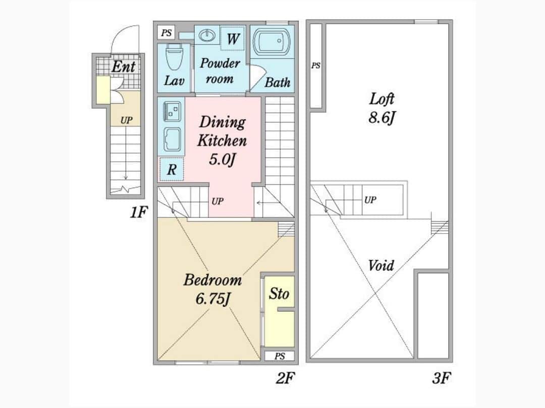 グッドルームさんのインスタグラム写真 - (グッドルームInstagram)「ミルフィーユのような構造に、ワクワクが止まらない…！  東京 #都立大学  1DK 35.46㎡  ▼重ねて、共有して ---------------------- 1人暮らしにも2人暮らしにも 使い勝手が良さそうな、 スキップフロアのお部屋です。  洋室、キッチン、ロフトと 3つの空間が広がります。  寝室やリビングの役割を、 どの部屋で構築して行くか。 遊び心とカスタム性のある作りが とてもワクワクしますね。  また、構造上、空間を遮るものが少ないので、 窓からの風や空調が部屋中に回るのも良いですね。  遊びに来た友人や、 一緒に暮らすパートナーと、 違う部屋にいても声が届く。  きっとキッチンで鼻歌を歌うと、 部屋にいる君も一緒に歌いだすんだろうな。  そんな、違う部屋にいても、 気持ちを共有できるお部屋です。  ＊家具はサンプルです＊  ※写真と文章は2階の同間取り別部屋のものです  ・⁠ こちらの物件は実際に住めるお部屋です。詳細はストーリー、ハイライトにて！⁠ ・⁠ こだわりのお部屋探しは、@goodroom_jp から URLをチェック！⁣⁣⁣⁣⁣⁣⁣⁣⁣⠀⁣⠀⁠ ・⠀⁠ ※最新のお家賃につきましては、リンク先物件ページからご確認ください。⁠ ⁠・⁠ #goodroom #interiordesign #decoration #myhome #homedesign #interiordecor #urbanlife #apartment #tokyo⁠  #生活 #シンプルな暮らし #シンプルライフ #日々の暮らし #引っ越し #暮らしを整える #二人暮らし #物件探し #お部屋探し #お洒落な暮らし #理想の空間 #空間デザイン #間取り図 #賃貸⁠ #丁寧な暮らし #駅近  #スタイリッシュ #スキップフロア  #メゾネット」8月24日 18時00分 - goodroom_jp