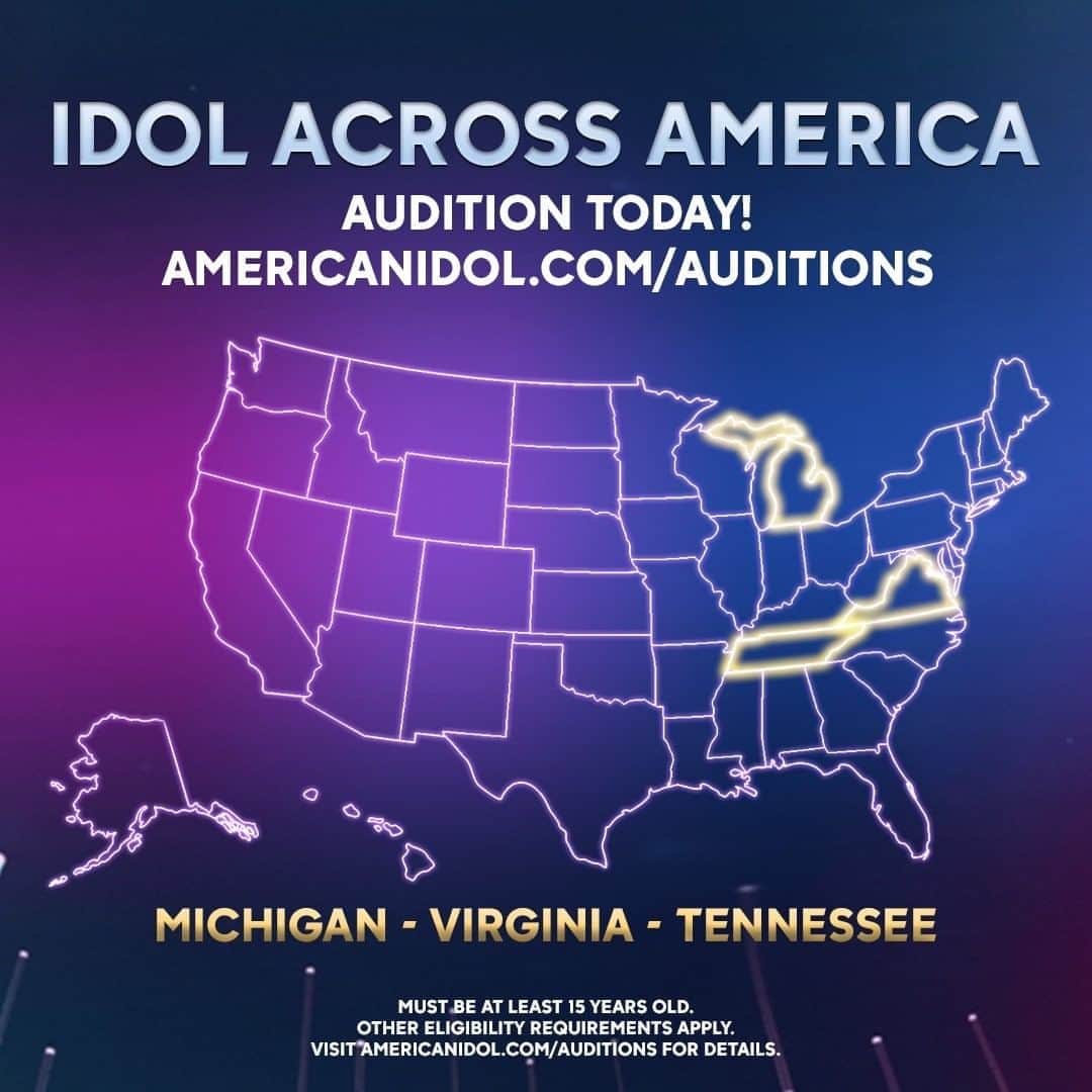 American Idolさんのインスタグラム写真 - (American IdolInstagram)「Michigan, Virginia and Tennessee! 🎤🎤🎤 Sign up to audition TODAY, right from home: AmericanIdol.com/Auditions 🤩🏠  Don't forget: our nationwide open call is TOMORROW! You've got nothing to lose... except the chance to become #TheNextIdol 😉」8月24日 21時00分 - americanidol