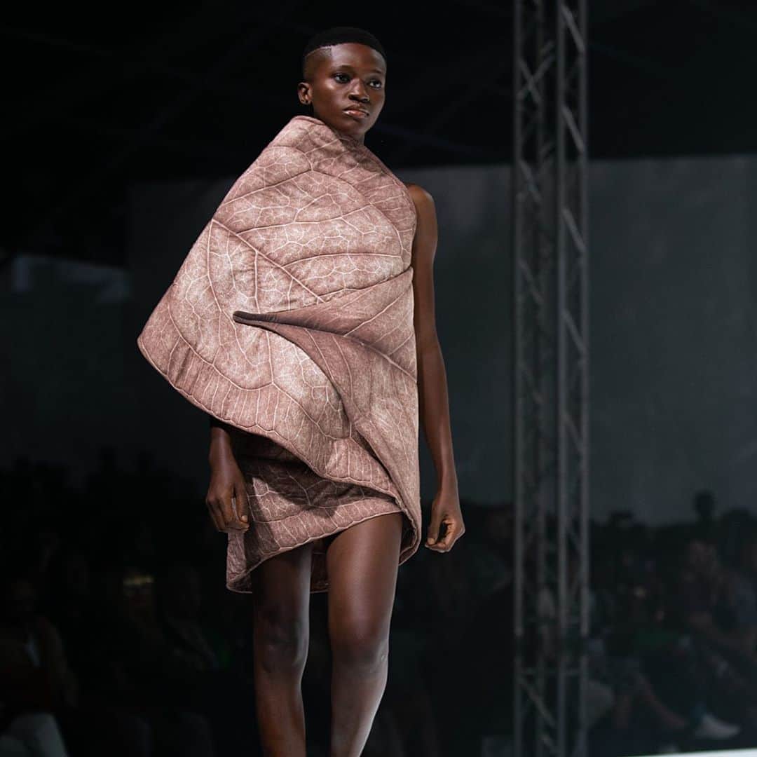 スリーアズフォーのインスタグラム：「Back in 2019 we were invited to Lagos / Nigeria to present our “Human Plant” collection, which is an intersection of Anatomy and Botany, revealing the relationship between humans and our cosmic cousins, the plants.  The collection was rendered various shades of skin colors celebrating human diversity of colors as ONE with the plants. Picture by @eva.al.desnudo #humanplant #nigeria #lagos #nigerialagos」