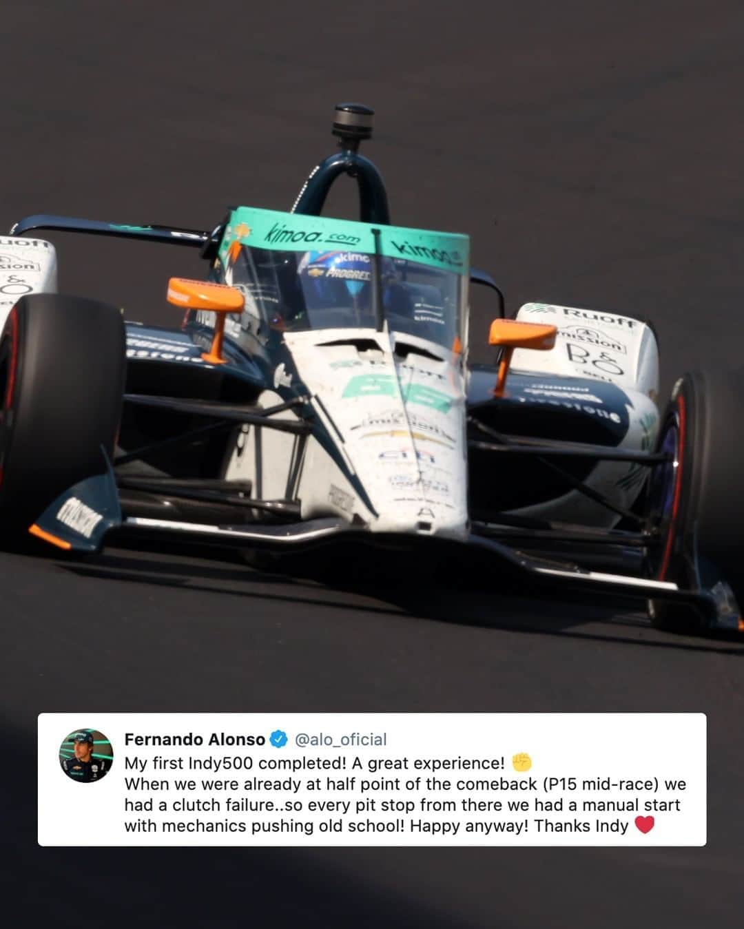 F1さんのインスタグラム写真 - (F1Instagram)「Fernando Alonso came home in 21st place in his latest bid to complete motorsport's fabled Triple Crown, as ex-#F1 racer Takuma Sato took his second #Indy500 victory 🏁 . #Formula1 #Motorsports @fernandoalo_oficial」8月24日 22時01分 - f1