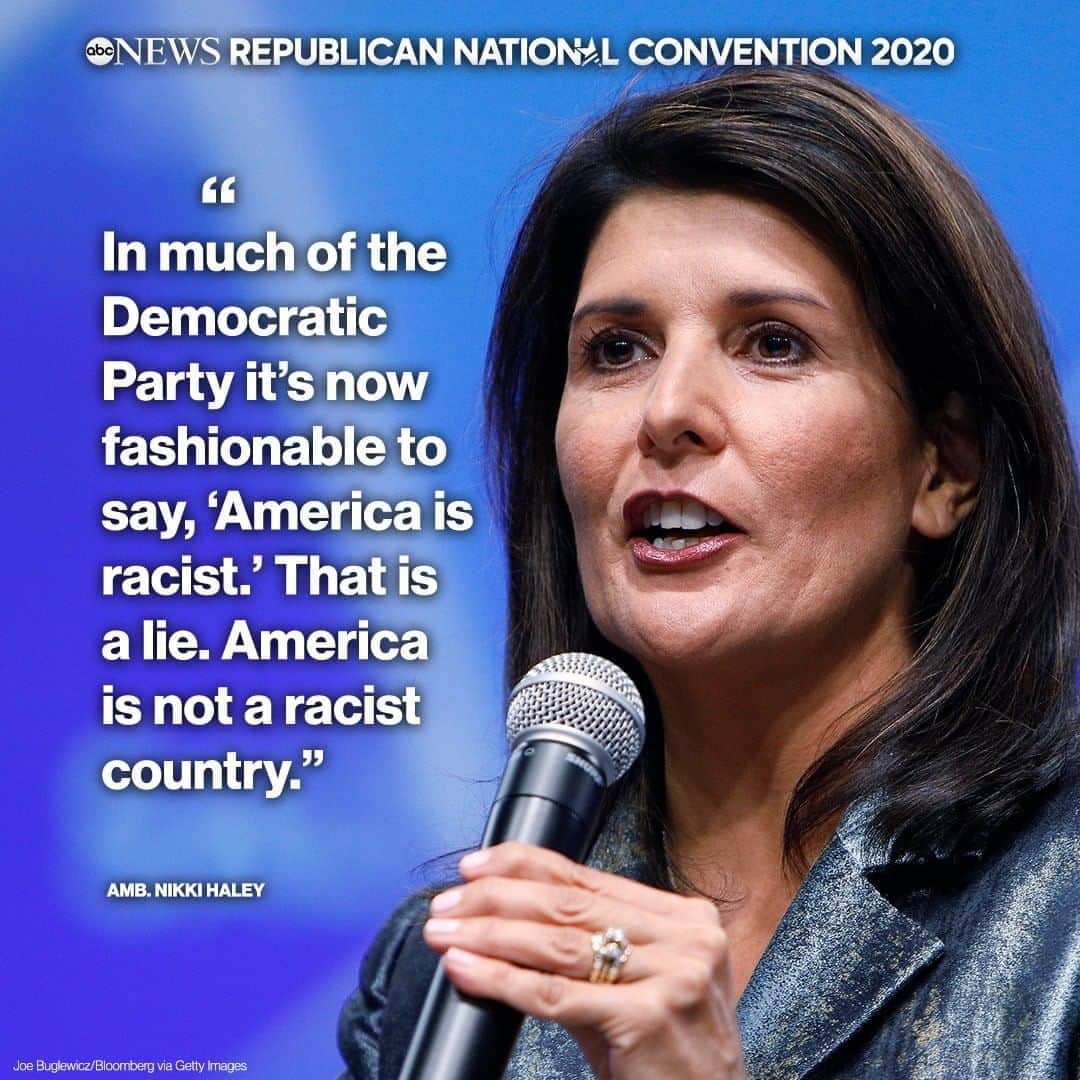 ABC Newsさんのインスタグラム写真 - (ABC NewsInstagram)「Nikki Haley: "In much of the Democratic Party it’s now fashionable to say, ‘America is racist.’ That is a lie. America is not a racist country.” #nikkihaley #rnc2020 #rnc #politics #donaldtrump」8月25日 11時30分 - abcnews