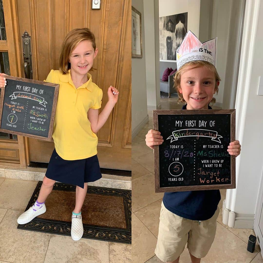 エバン・ロンゴリアのインスタグラム：「I’m so proud of these two!  I miss you both so much and I’m sorry I missed your first days this year! Continue to make daddy proud! I’ll will see you both soon.  To my wife @jaimefaith3, thanks for being the rock of the house. We couldn’t make this crazy life work without everything you do while I’m away. #2020 #prouddad #girldad」