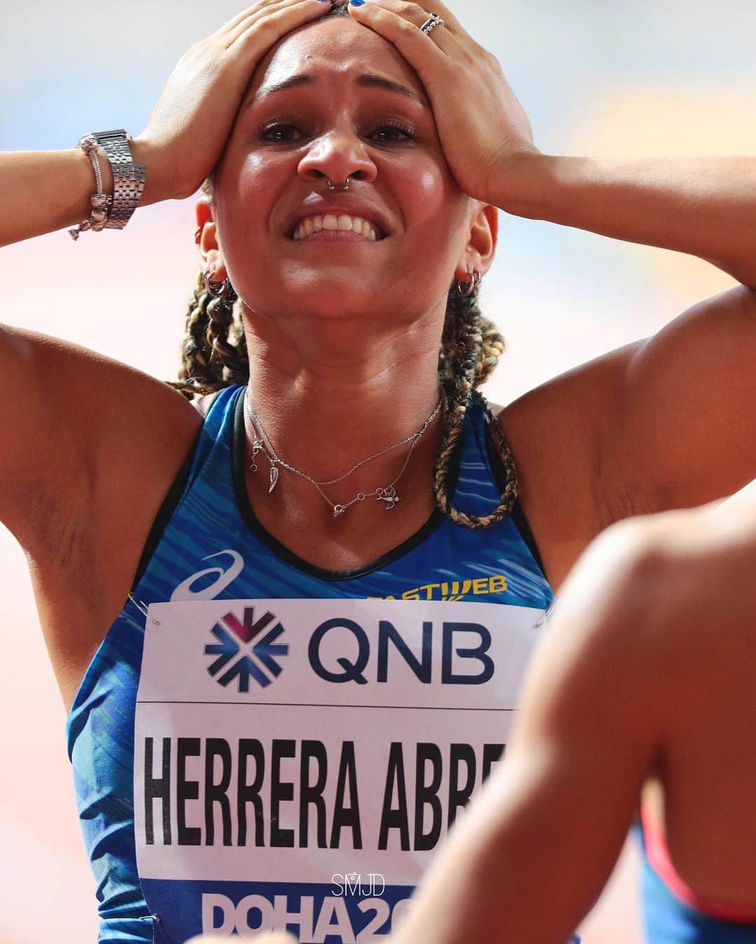 Johanelis HERRERA ABREUのインスタグラム：「Missing so much theses emotions ✨ Thanks @smjdagency for have taken them 📸 • #tb #doha #worldchampionship #wc #19  #qualified #ourroadtotokyo #4x100 #italiangirls #italianrecord #it #sprinters #girls #girlspower #girlsgirlsgirls #herrera #roadtotokyo #lookingforward #morivation #motivationalquotes #happiness #happymoments」