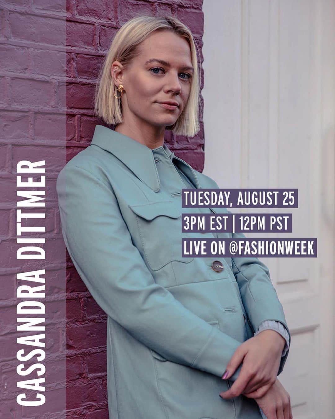 Fashion Weekのインスタグラム：「We're LIVE with sustainable stylist @cassandra tomorrow at 3pm EST to talk personal style, sustainable fashion and her best styling tips. Set your reminder and be sure to tune in live!」