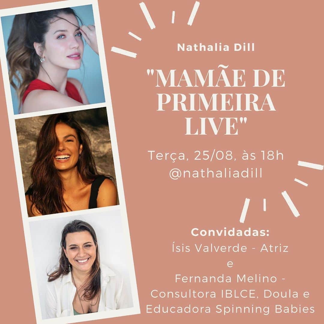 ナタリア・ディルのインスタグラム：「Eu tô amando bater esse papos semanalmente e espero que vocês também! 🥰 Amanhã o #MamãedePrimeiraLive vai ser com a mamãe e atriz @isisvalverde e a Doula @fernandamelino! Vamos falar sobre o parto humanizado, maternidade, puerpério... Aliás, mandem perguntas pra Ísis e Fernanda aqui nos comentários!  Amanhã, terça, às 18h, espero vocês ao vivo por aqui. =D」