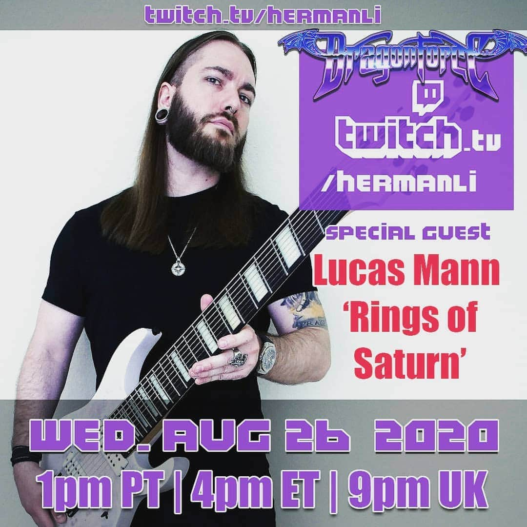 ハーマン・リさんのインスタグラム写真 - (ハーマン・リInstagram)「@ringsofsaturnbandofficial is my guest this Wednesday on @twitch. Starting at the usual time of 1pm PT / 4pm ET / 9pm UK. We gonna talk guitar and jam.. also gonna check out his 9 String of course! I am also giving away a @legatorguitars this week! 🎸🔥🎸🤘😁 #dragonforce #hermanli #livestream #twitch #ringsofsaturn #ringsofsaturnband #shredguitar #shredtalk」8月25日 4時06分 - hermanli