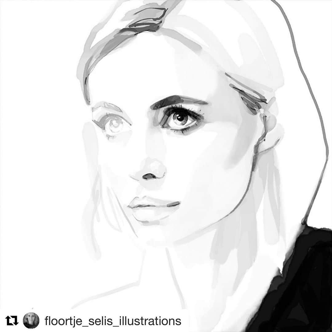 エマニュエル・ベアールのインスタグラム：「#Repost thank you ☀️ @floortje_selis_illustrations  ・・ . . . . .#emmanuellebeart #icon #style #face #eyes #stunning #actress #cesar #missionimpossible #portrait #floortjeselisillustrations #french #francaise #makeup #parisienne」