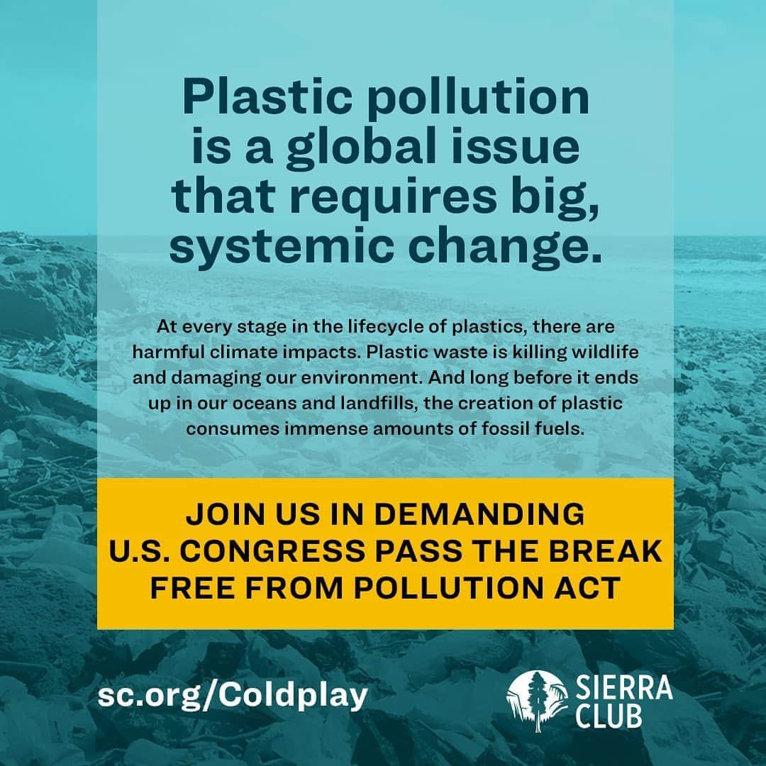 Coldplayさんのインスタグラム写真 - (ColdplayInstagram)「The Break Free From Plastic Pollution Act will greatly reduce plastic production in the US. Please support @sierraclub’s petition to make it a reality. Sign via link in our bio, or swipe up via our stories.」8月25日 6時08分 - coldplay
