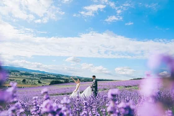 Decollte Wedding Photographyのインスタグラム：「💜💜Before getting into Autumn, Let’s enjoy this summer! 💜💜 ﻿ Location : Furano Hokkaido﻿ Photographer : @y_yamamura_tvb  Hair&Makeup :  ﻿ @studiosola_hokkaido﻿ @decollte_weddingphoto﻿ @decollte_weddingstyle﻿ ﻿@d_weddingphoto_jp ﻿ #japan #Hokkaido #weddinginspiration #Weddingphotography #prewedding #weddingphoto #overseasprewedding #japaneseprewedding #japanwedding #landscapephotography #romantic #love #happiness #日本 #北海道 #薰衣草 #夏天 #海外婚紗 #婚紗 #唯美 #신부 #웨딩 #웨딩사진」