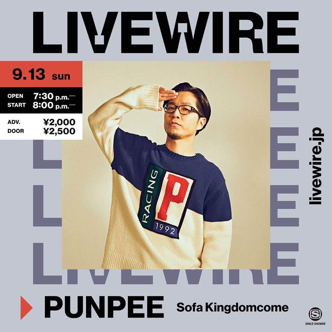 PUNPEEのインスタグラム：「お久しぶりどす。9/13(SUN)はSSTV主宰"LIVEWIRE"にてLIVE配信、"SofaKingdomCome."を催させていただきます。https://t.pia.jp/pia/ticketInformation.do?eventCd=2023465&rlsCd=002チケッツはこちらまで。ツアー延期になったのでSeason's Greetings番外編ノリです。お暇な方は洗濯たたみながらでも。なんかリクエストあったらコメントしてくれたら！やるかわからんけど。🅿️」