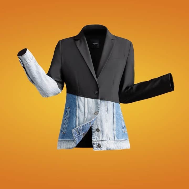 デシグアルのインスタグラム：「Introducing our new Hybrid jacket. It loves to mix sounds, fabrics, plans and styles. It’s an all-round duality, contradictory and organic... it’s a hybrid! #laHybridJacket」