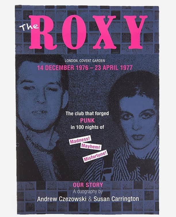 アンダーグラウンドのインスタグラム：「⁠ Rare are the clubs that make their mark on history; those few that have left behind an indelible imprint include The Cavern, The Marquee, Whisky a Go Go, Max’s Kansas City, CBGB’s and The ROXY. Although widely disparate, each was the flagship of a scene. From the Beatles to the Doors to the New York Dolls and The Clash, iconic pop culture is rooted in club land. Despite The ROXY’s rapid ascension as the ‘in’ place to be, Czezowski and Carrington barely scraped by. Behind the scenes they staved off an unscrupulous landlord with criminal affiliations, take-over bids by fashion and music scene elite not to mention threats of physical damage by bolshie band management and two robberies. Going beyond the perimeters of most rock histories, ‘The ROXY Book’ charts punk’s integration into mainstream culture through first- hand accounts. Although The ROXY’s lifespan was all too brief, by the time Andrew Czezowski and Susan Carrington were evicted from the venue in April 1977, they had made their mark on club-land. Andrew and Susan, the dynamic couple went on to create the most successful and influential independently owned club of the 80’s and 90’s, ‘The FRIDGE’ in Brixton London,.⁠ ⁠ ⁠ Read the post on our sub culture blog and buy the book from our UNDERGROUND BOOKS COLLECTION」