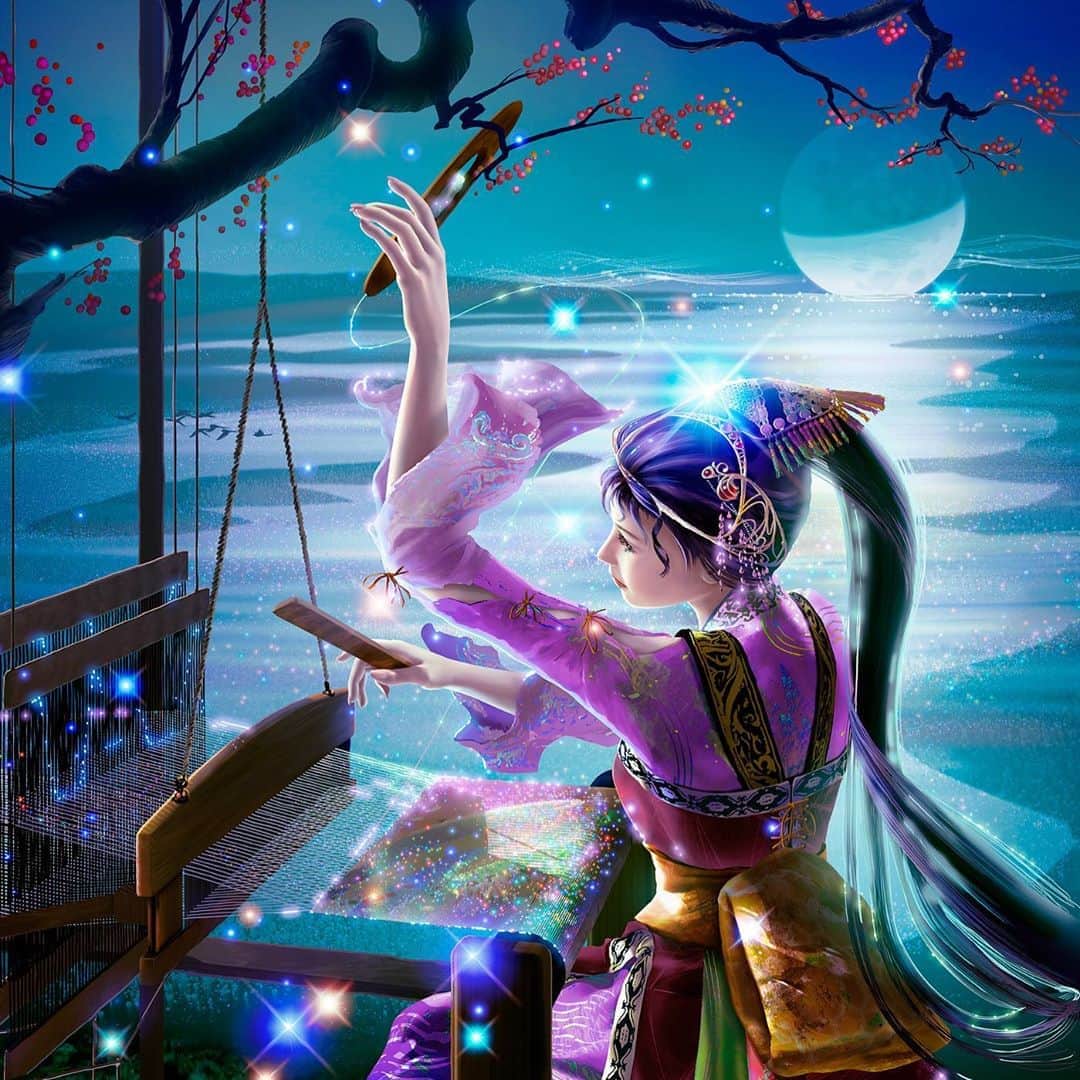 KAGAYAさんのインスタグラム写真 - (KAGAYAInstagram)「旧暦7/7の今日は伝統的七夕の日です。 昔の暦は月の形で日付が決まっていて、7/7の夜には毎年舟の形をした月が空に浮かんでいました。この月の舟で天の川を渡り彦星と織姫は会ったといわれています。今宵その月が南西に、そして織姫星と彦星が頭上に高く輝きます。 #星空」8月25日 14時06分 - kagaya11949
