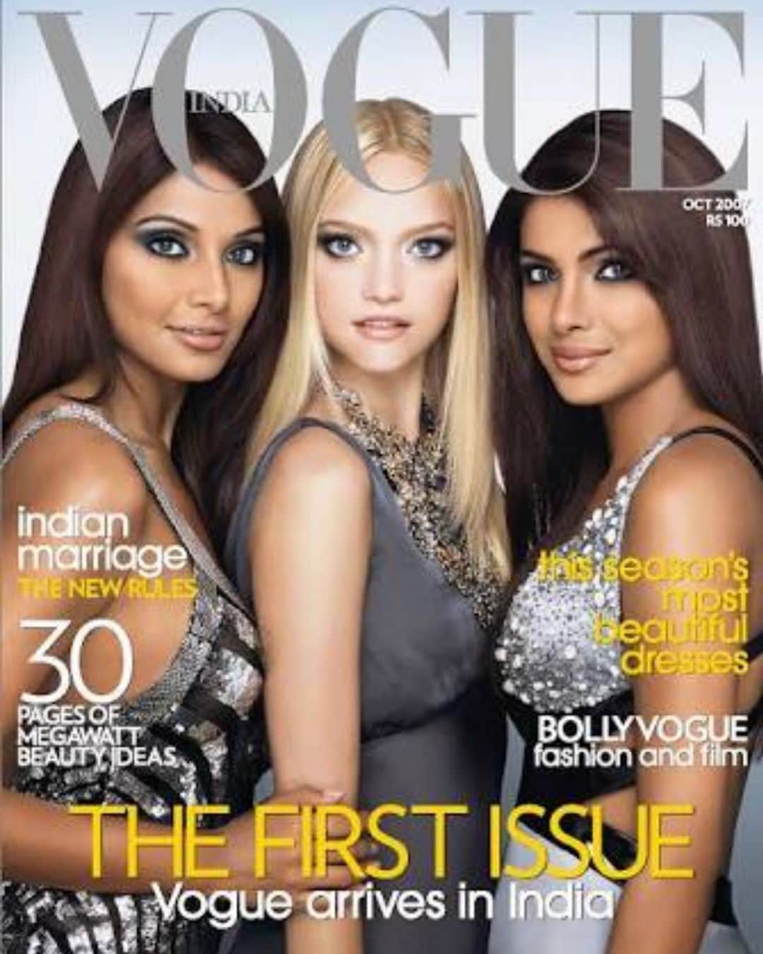 ビパシャ・バスーさんのインスタグラム写真 - (ビパシャ・バスーInstagram)「Major Fashion #throwback. First issue of Vogue India -Cover shot by Patrick Demarchelier . Me with @priyankachopra and @gemma .  @vogueindia」8月25日 16時11分 - bipashabasu