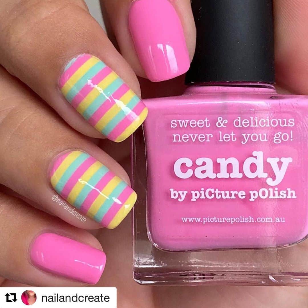 Nail Designsさんのインスタグラム写真 - (Nail DesignsInstagram)「#Repost @nailandcreate  ・・・ Pretty in pink and sweet as candy 🍬 Isn’t this combo just delicious? . Picture Polish {Candy}, {Sorbet} and {Honey Dew} Lina Lackiert Shop nail vinyls . #picturepolish #ppcandy #prettyinpink #sweetsaturday #nailart #nailista #nailsofinstagram #nailstagram #easynailart #linalackiertshop #nailinspo #nails2inspire #nailsoftheday #nailitdaily #candynails #naillove #npa #nailstyle #nacpp #naclinalackiertshop #naceasynailart #instanails #nailpromote #nailspafeature」8月26日 6時26分 - nailartfeature