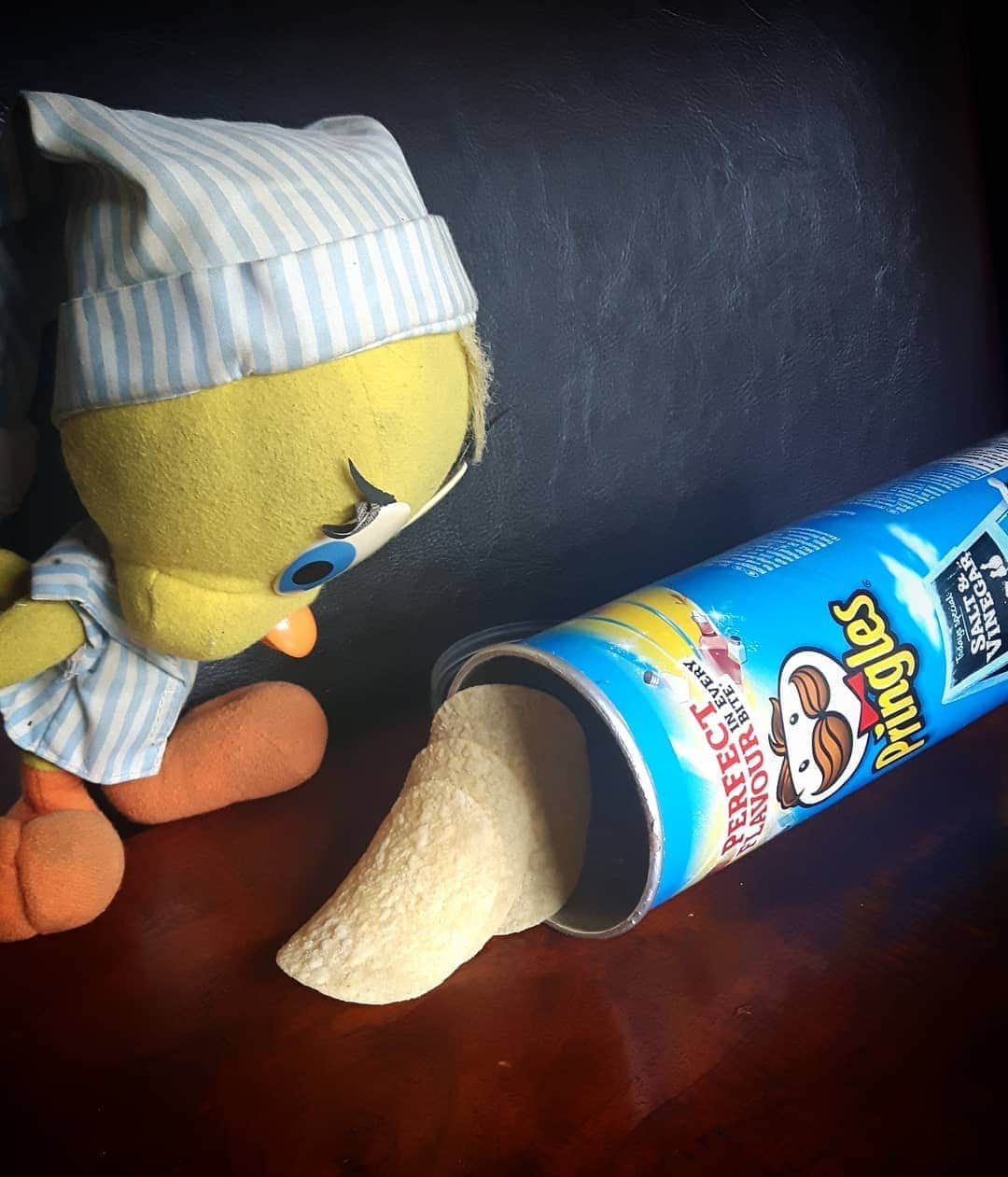 Little Yellow Birdさんのインスタグラム写真 - (Little Yellow BirdInstagram)「Ooops! Hardly any pringles left for #honeygroveteapartytuesday... sorry guys! #littleyellowbird #tweety #tweetykweelapis #adventures #yellow #bird #tuesday #teaparty #treat #chips #crisps #pringles #saltandvinegar #savory #stuffedanimalsofinstagram #plushiesofinstagram」8月25日 22時17分 - tweetykweelapis