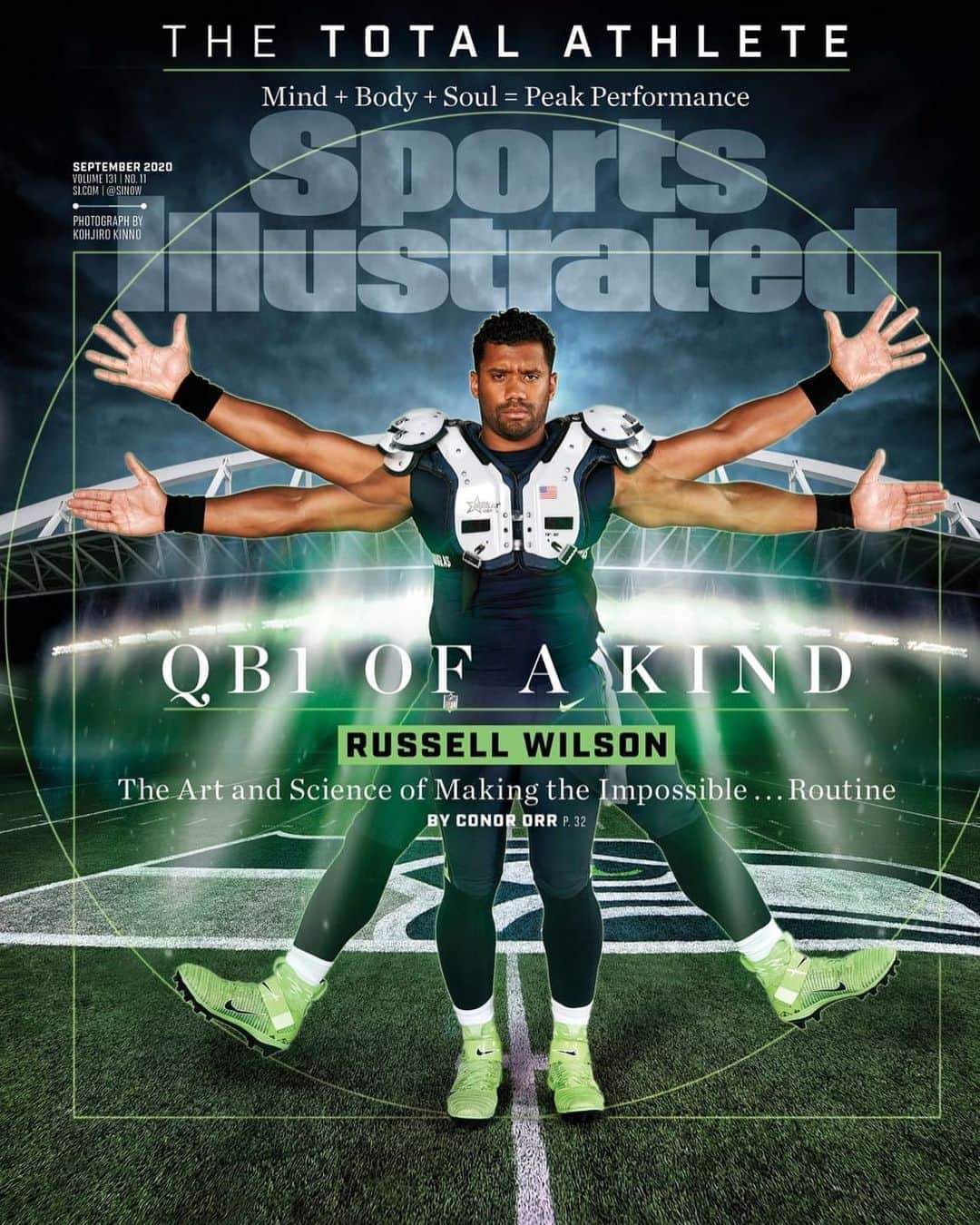 ラッセル・ウィルソンのインスタグラム：「Mind. Body. Soul. @SportsIllustrated  🙏🏾🙏🏾🙏🏾」