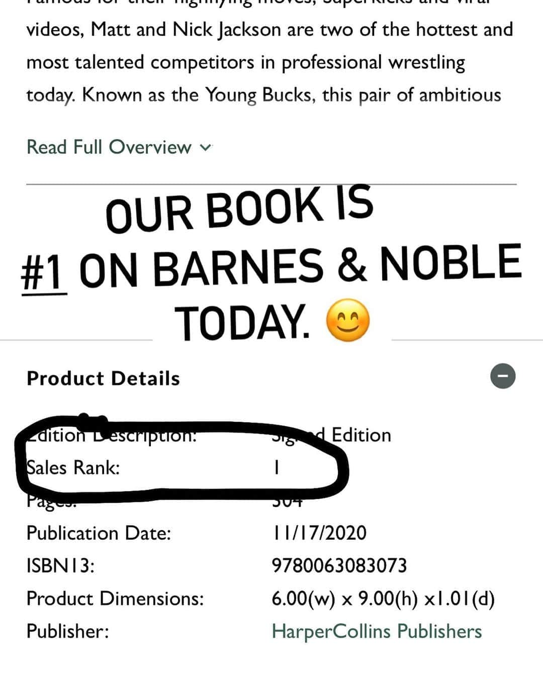 ニック・ジャクソンのインスタグラム：「Number one on Barnes and Noble! That’s insane! Thanks to everyone who’s preordered!」