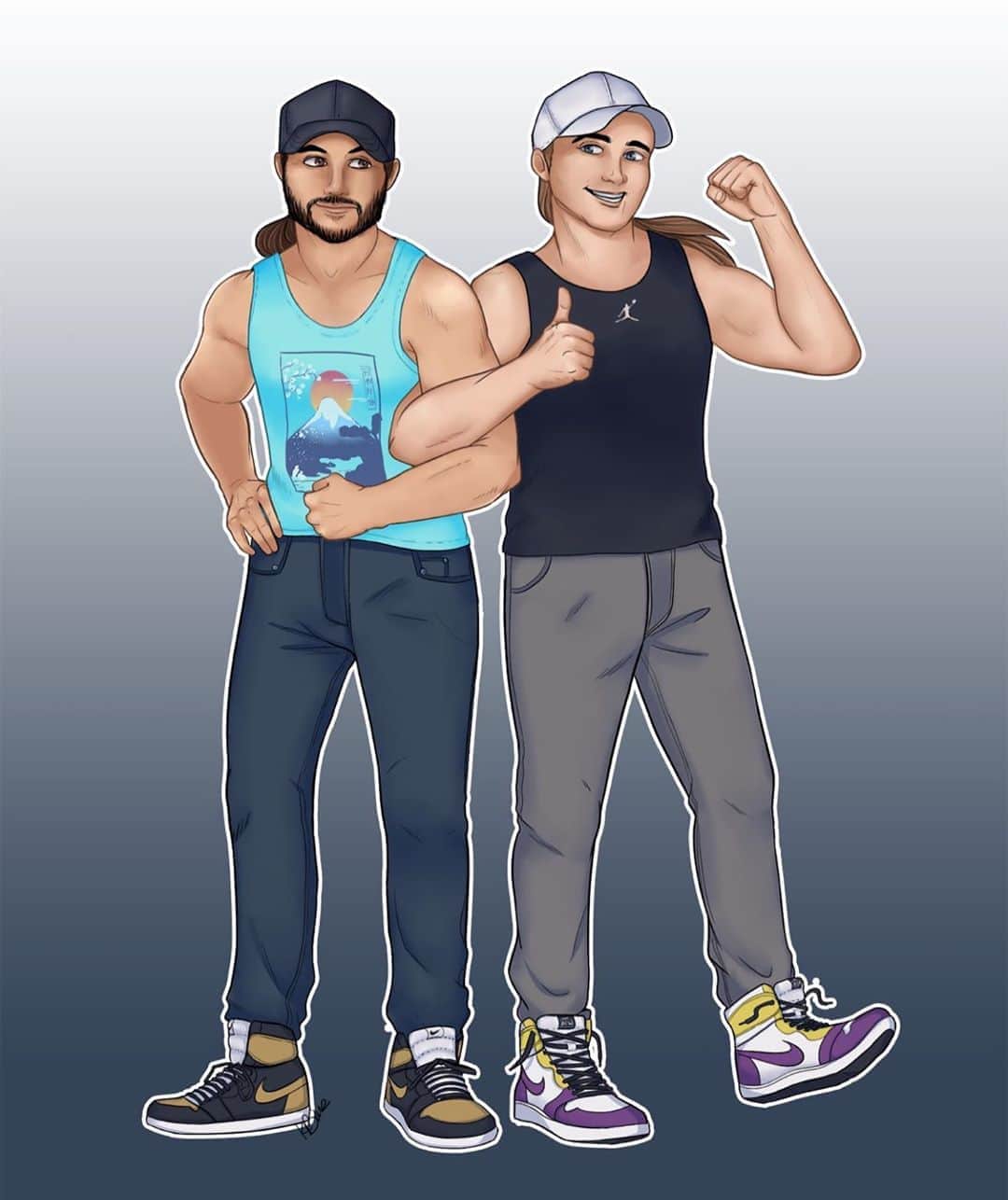 マット・ジャクソンのインスタグラム：「Brothers forever. Even got the Jordan 1’s! 😂 (By @luckybetrue)」