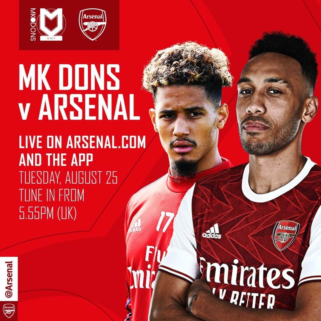 アーセナルFCさんのインスタグラム写真 - (アーセナルFCInstagram)「🚨 Auba and Saliba both start! 🚨⁠ ⁠ 📺 We are in friendly action against MK Dons at 6pm (UK time) and you can watch it all live on Arsenal.com and the Arsenal App!⁠ ⁠ #Arsenal #Aubameyang #Saliba #preseason #COYG」8月26日 1時18分 - arsenal