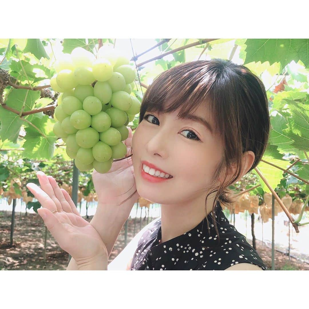 鈴木優梨のインスタグラム：「🍇✨ 私のおじちゃんが宮宗果樹園で シャインマスカットを作ってます🍇✨ ・ 晴れの国岡山の甘い葡萄を是非食べてみてほしい💖 ・ ご予約された際、 私にDMでお名前を送ってくれた方には サイン入りチェキを同梱します💌💭 ・ 1度味わってみてね👏🏻👏🏻 #シャインマスカット #マスカット #ぶどう #岡山 #旬の食材 #スイーツ #宮宗果樹園」