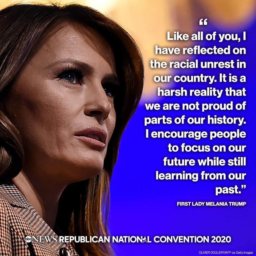 ABC Newsさんのインスタグラム写真 - (ABC NewsInstagram)「First lady Melania Trump: “Like all of you, I have reflected on the racial unrest in our country. It is a harsh reality that we are not proud of parts of our history. I encourage people to focus on our future while still learning from our past.” https://abcn.ws/34yVqBG #RNC2020 #melaniatrump #donaldtrump #racism #racialjustice」8月26日 12時11分 - abcnews