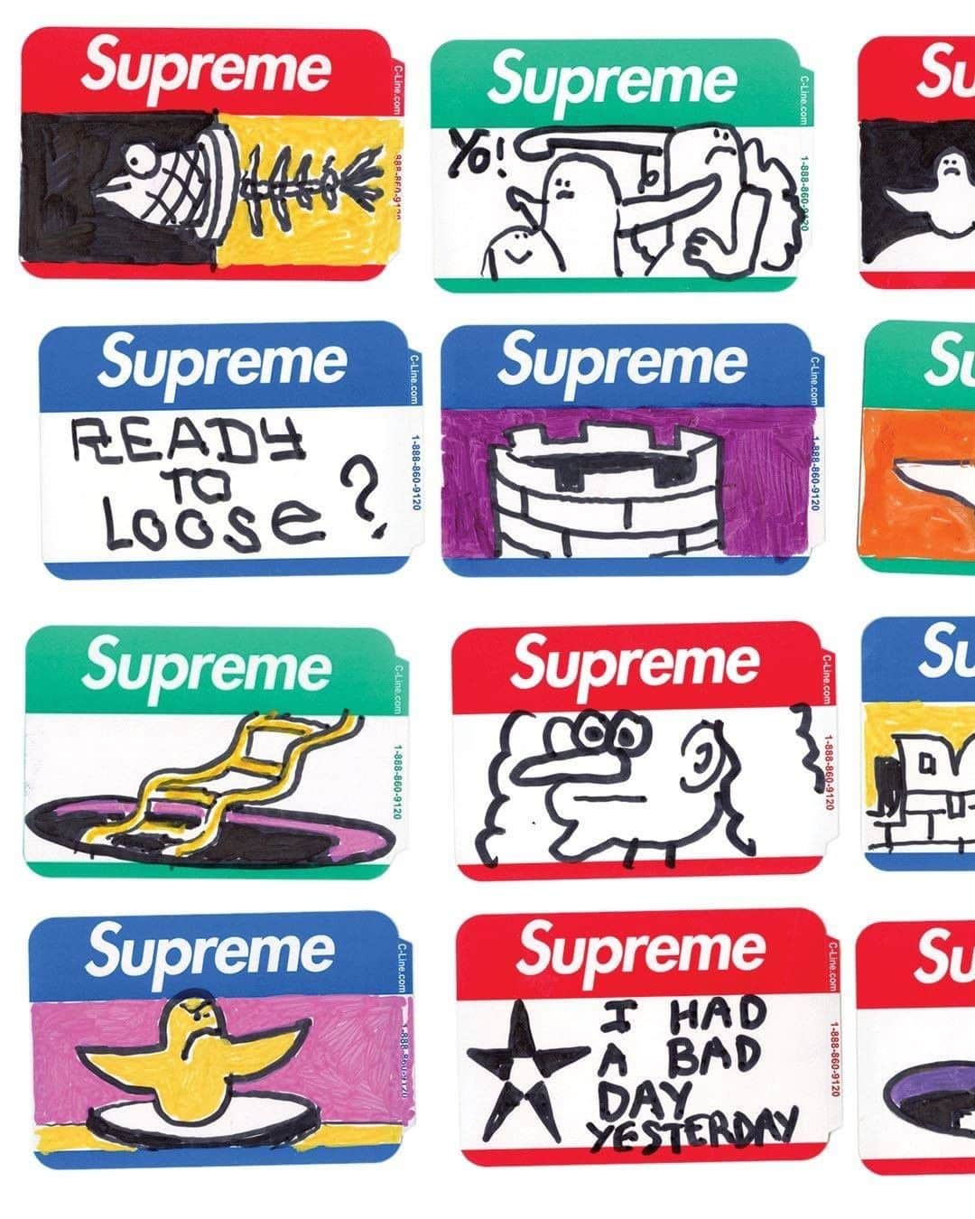 シュプリームさんのインスタグラム写真 - (シュプリームInstagram)「Supreme Name Badge Stickers. Artwork by Mark Gonzales.」8月27日 1時00分 - supremenewyork
