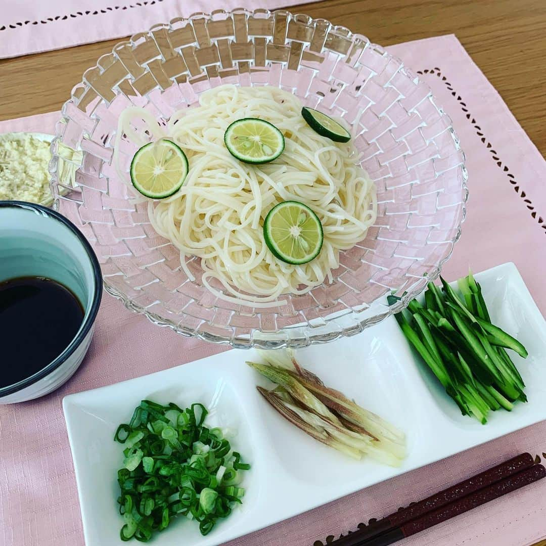 広川ひかるさんのインスタグラム写真 - (広川ひかるInstagram)「久しぶりの竜シェフ👨‍🍳ランチ 毎度お馴染みの#半田そうめん  竜シェフ👨‍🍳また レモン？ゆず？カボス？だっけ？とどうしてもスダチと言わない 徳島県民に怒られるよ 知らんけど 、 先日、トイレの換気扇交換してもらって今日はウォシュレットの交換 故障箇所が続きます キッチンの照明がチラつくからこちらもそろそろです 、 #hikaruhirokawa #竜シェフ #ランチ #おうちごはん  #半田素麺」8月26日 16時33分 - hikaru_hirokawa