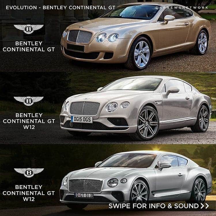 Kik:SoLeimanRTさんのインスタグラム写真 - (Kik:SoLeimanRTInstagram)「Bentley Continental GT! 😎🔥🇬🇧 @carnewsnetwork The evolution of the ultimate GT! Which generation is your favourite and why? 🤔 Let us know in the comments below and don’t forget to tag your friends!  Swipe for info & sounds 🔊 *Facelift models shown」8月26日 20時05分 - carinstagram
