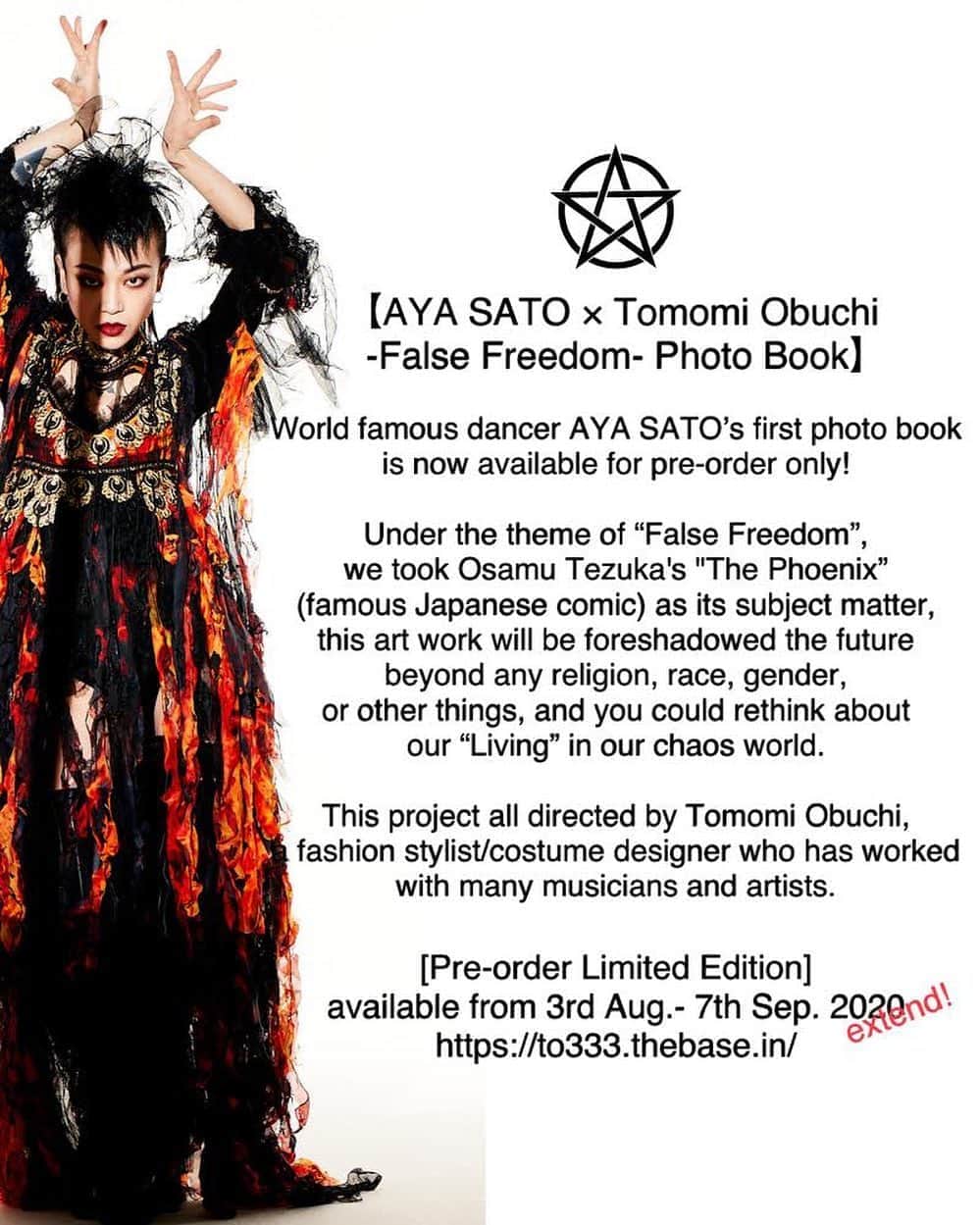 Aya Satoのインスタグラム：「AYASATO Photo book  沢山のご予約を頂きありがとうございます。ご要望を受け、受付期間を8/31終了予定を9/7(月)まで延長いたします。 ご購入を検討されている方はこの機会をお見逃しなく！  Thank you very much for many purchases. We got some request and we have extend the date of preorder. Plus, we have decided to add extra printed books on the same page for overseas buyers who could not purchase with their credit card for some reasons after shipped to preorder buyers. (after 16th September) We are sorry for the trouble on your purchase. This is preorder product and we could not apply PayPal option as the website policy. You will receive an autograph and postcards as same as preorder purchase.」