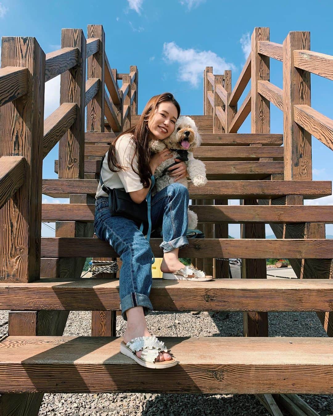 稲垣香澄のインスタグラム：「﻿ 3月から6kg痩せた人間と1kg太った犬🐕‍🦺🤍」