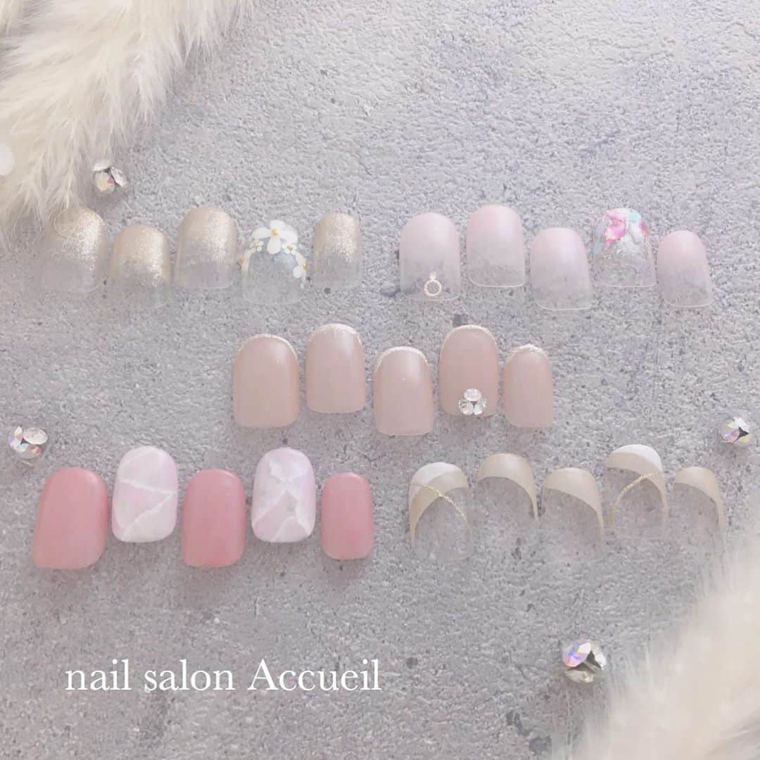 愛内みさのインスタグラム：「オフィスネイルも大人気💅 肌馴染みの良いファンデーションカラー多数揃えてます♡* ・ #表参道ネイル #オフィスネイル」