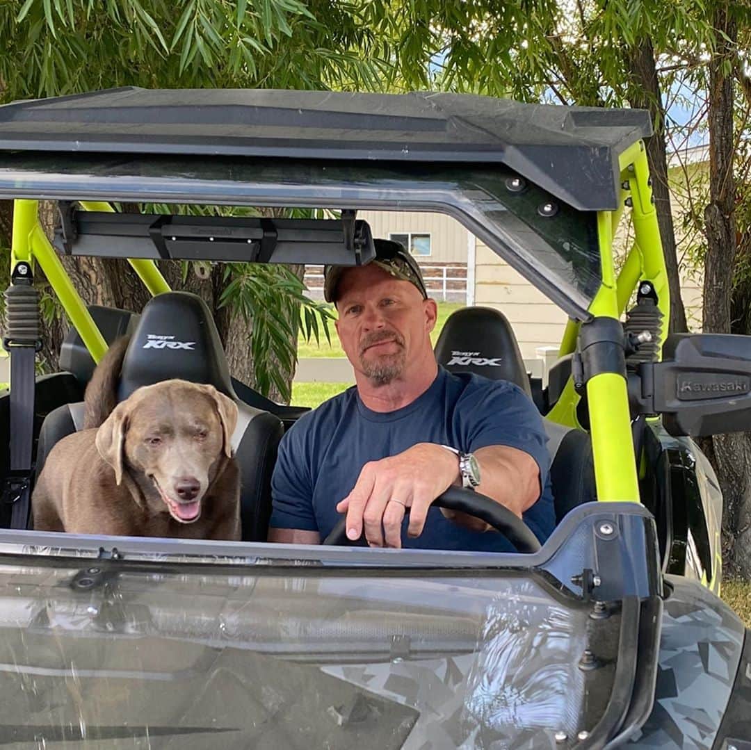 ストーン・コールド・スティーブ・オースチンのインスタグラム：「Moolah and Cali.  Happy #nationaldogday」